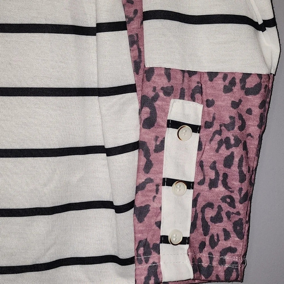 Small Striped & Pink Cheetah Print Blouse - Picture 4 of 6